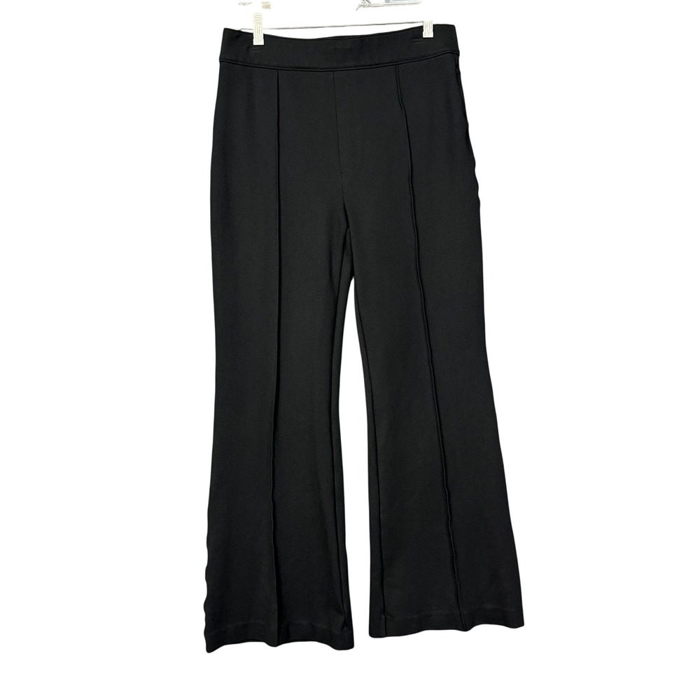 Spanx Flare Pants Women Large Petite Black Pull On Front Seam Slimming Career